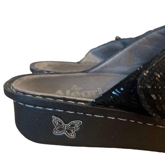 Alegria PEG-530 Black Leather Sparkle Velcro Strap Sandals Sz 38 = Women’s 7.5/8 - Picture 9 of 13